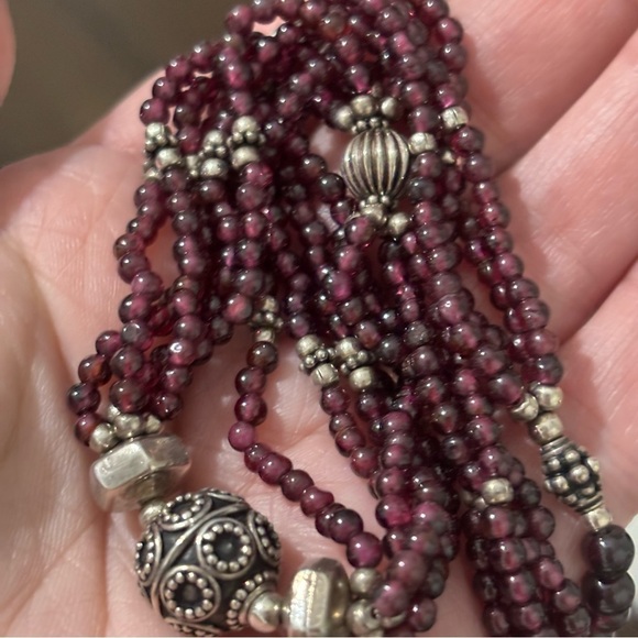Garnet and sterling silver beaded 5 strand necklace 16” length 8” drop - Picture 5 of 6